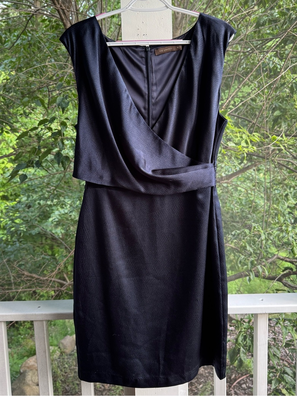 The Limited Navy Faux-Wrap Sheath Dress — Size 10